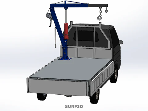 WIDE DECK JIB CRANE LIFT HOIST MANUAL WINCH HOOK TRUCK PICKUP 3D Model