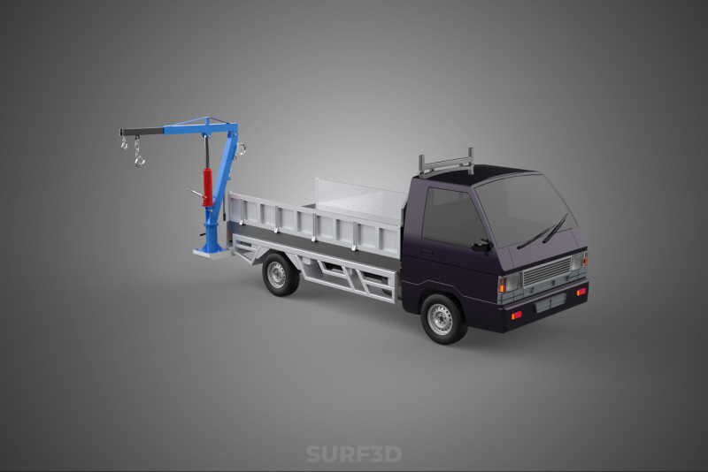 FOLDABLE MOUNTED BED CRANE HOIST LIFTING HAND WINCH TRUCK PICKUP 3Dモデル .c4d .max .obj .3ds .fbx .stl .blend
