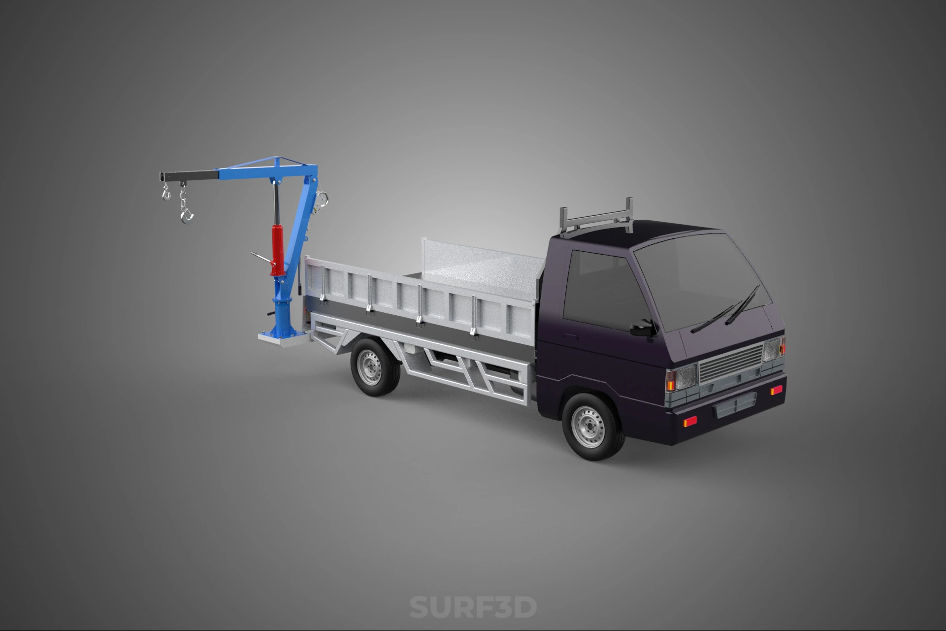 FOLDABLE MOUNTED BED CRANE HOIST LIFTING HAND WINCH TRUCK PICKUP 3D Model .c4d .max .obj .3ds .fbx .stl .blend