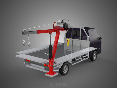 3 WAY WIDE DECK CRANE HOIST REMOTE ELECTRIC WINCH PICKUP TRUCK 3D Model