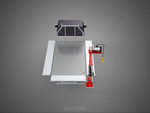 3 WAY WIDE DECK CRANE HOIST REMOTE ELECTRIC WINCH PICKUP TRUCK 3D Model