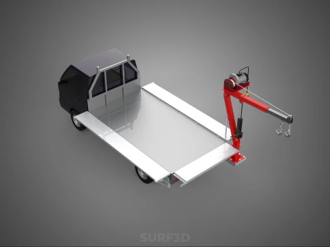 3 WAY WIDE DECK CRANE HOIST REMOTE ELECTRIC WINCH PICKUP TRUCK 3D Model