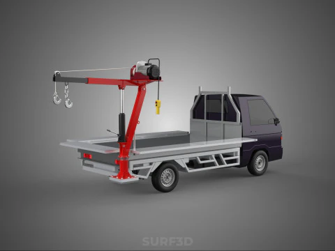 3 WAY WIDE DECK CRANE HOIST REMOTE ELECTRIC WINCH PICKUP TRUCK 3D Model