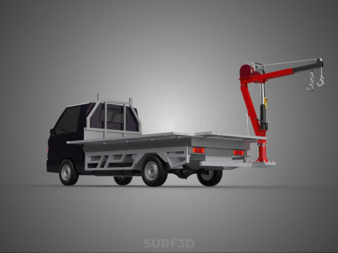 3 WAY WIDE DECK CRANE HOIST REMOTE ELECTRIC WINCH PICKUP TRUCK 3D Model