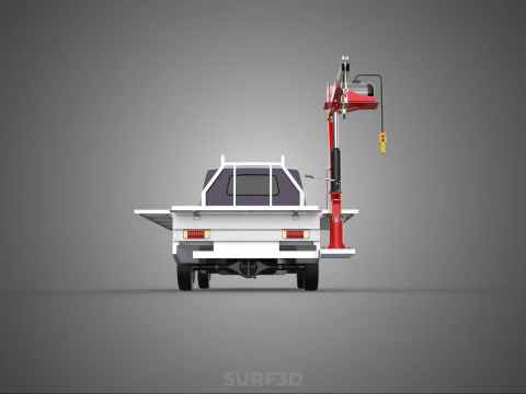 3 WAY WIDE DECK CRANE HOIST REMOTE ELECTRIC WINCH PICKUP TRUCK 3D Model
