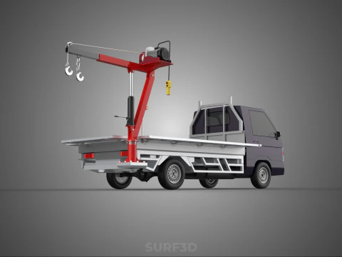 3 WAY WIDE DECK CRANE HOIST REMOTE ELECTRIC WINCH PICKUP TRUCK 3D Model