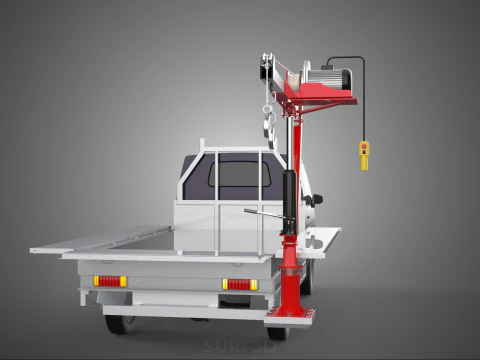 3 WAY WIDE DECK CRANE HOIST REMOTE ELECTRIC WINCH PICKUP TRUCK 3D Model