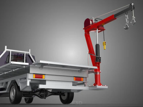3 WAY WIDE DECK CRANE HOIST REMOTE ELECTRIC WINCH PICKUP TRUCK 3D Model
