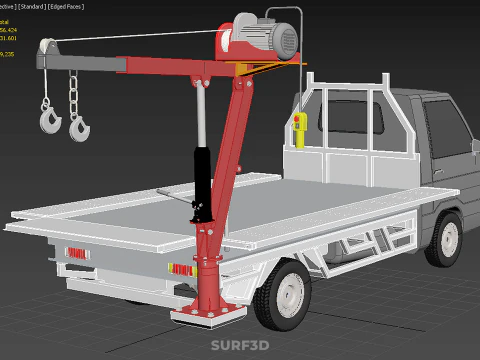 3 WAY WIDE DECK CRANE HOIST REMOTE ELECTRIC WINCH PICKUP TRUCK 3D Model