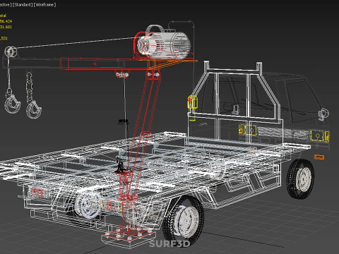 3 WAY WIDE DECK CRANE HOIST REMOTE ELECTRIC WINCH PICKUP TRUCK 3D Model