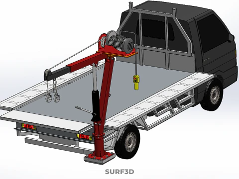 3 WAY WIDE DECK CRANE HOIST REMOTE ELECTRIC WINCH PICKUP TRUCK 3D Model