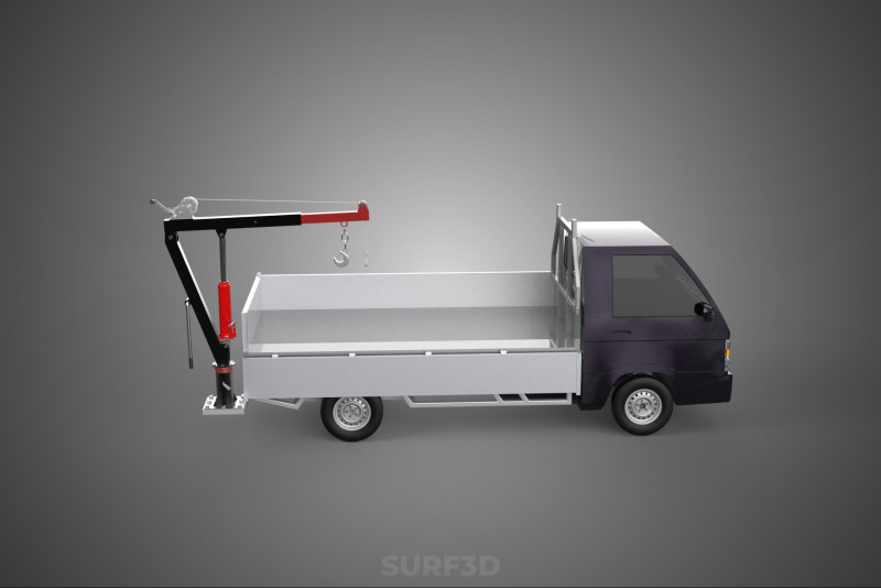 BED DROP SIDE GATE DOOR JIB CRANE LIFT HOIST WINCH PICKUP TRUCK Modello 3D .c4d .max .obj .3ds .fbx .stl .blend