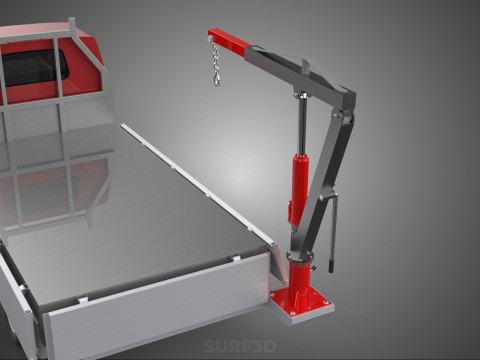 ATTACHMENT HYDRAULIC LIFT JIB CRANE WINCH WIDE DECK PICKUP TRUCK Model 3D