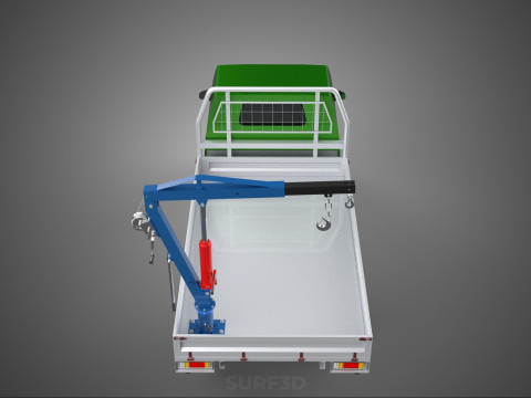 COMPACT SMALL MINI PICKUP TRUCK WINCH HOIST HYDRAULIC CRANE JIB 3D Model
