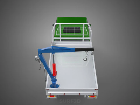 COMPACT SMALL MINI PICKUP TRUCK WINCH HOIST HYDRAULIC CRANE JIB 3D Model