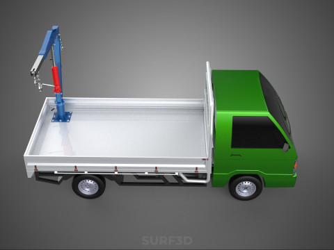 COMPACT SMALL MINI PICKUP TRUCK WINCH HOIST HYDRAULIC CRANE JIB 3D Model