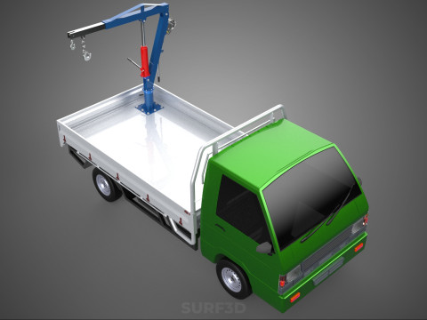 COMPACT SMALL MINI PICKUP TRUCK WINCH HOIST HYDRAULIC CRANE JIB 3D Model