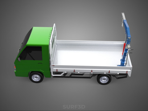 COMPACT SMALL MINI PICKUP TRUCK WINCH HOIST HYDRAULIC CRANE JIB 3D Model