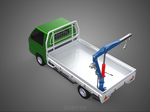 COMPACT SMALL MINI PICKUP TRUCK WINCH HOIST HYDRAULIC CRANE JIB 3D Model