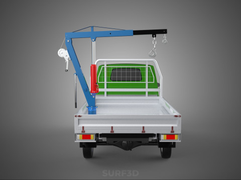 COMPACT SMALL MINI PICKUP TRUCK WINCH HOIST HYDRAULIC CRANE JIB 3D Model