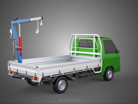 COMPACT SMALL MINI PICKUP TRUCK WINCH HOIST HYDRAULIC CRANE JIB 3D Model