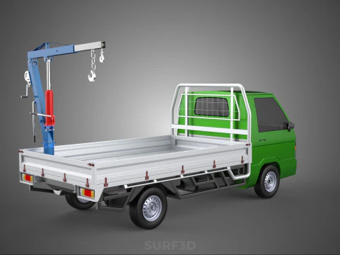 COMPACT SMALL MINI PICKUP TRUCK WINCH HOIST HYDRAULIC CRANE JIB 3D Model