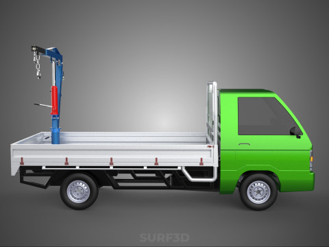 COMPACT SMALL MINI PICKUP TRUCK WINCH HOIST HYDRAULIC CRANE JIB 3D Model