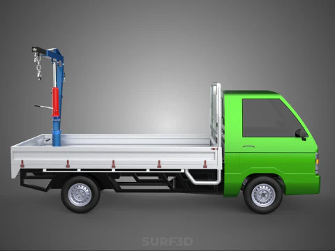 COMPACT SMALL MINI PICKUP TRUCK WINCH HOIST HYDRAULIC CRANE JIB 3D Model
