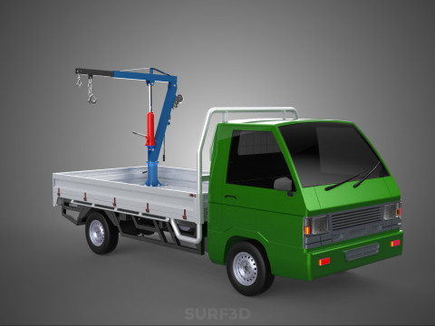 COMPACT SMALL MINI PICKUP TRUCK WINCH HOIST HYDRAULIC CRANE JIB 3D Model