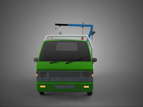 COMPACT SMALL MINI PICKUP TRUCK WINCH HOIST HYDRAULIC CRANE JIB 3D Model