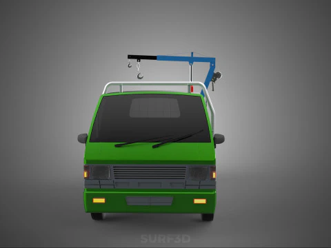 COMPACT SMALL MINI PICKUP TRUCK WINCH HOIST HYDRAULIC CRANE JIB 3D Model