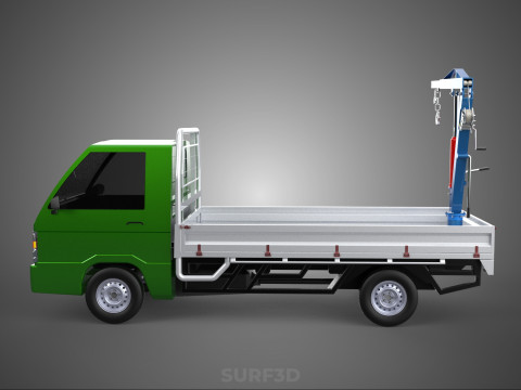 COMPACT SMALL MINI PICKUP TRUCK WINCH HOIST HYDRAULIC CRANE JIB 3D Model