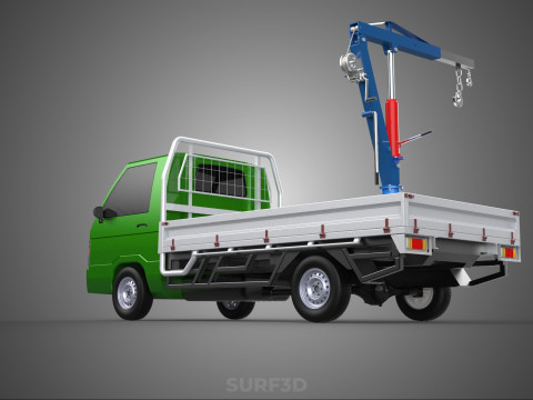 COMPACT SMALL MINI PICKUP TRUCK WINCH HOIST HYDRAULIC CRANE JIB 3D Model