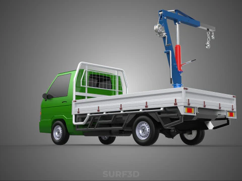COMPACT SMALL MINI PICKUP TRUCK WINCH HOIST HYDRAULIC CRANE JIB 3D Model