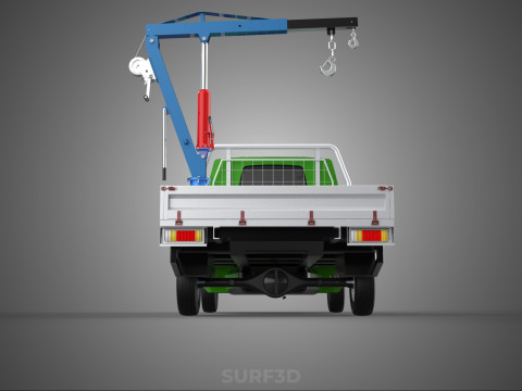 COMPACT SMALL MINI PICKUP TRUCK WINCH HOIST HYDRAULIC CRANE JIB 3D Model