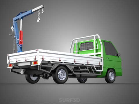 COMPACT SMALL MINI PICKUP TRUCK WINCH HOIST HYDRAULIC CRANE JIB 3D Model