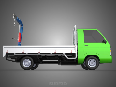 COMPACT SMALL MINI PICKUP TRUCK WINCH HOIST HYDRAULIC CRANE JIB 3D Model