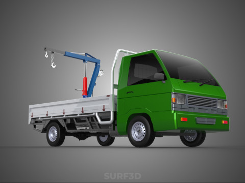 COMPACT SMALL MINI PICKUP TRUCK WINCH HOIST HYDRAULIC CRANE JIB 3D Model