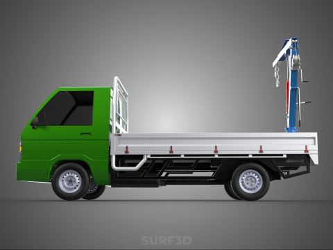 COMPACT SMALL MINI PICKUP TRUCK WINCH HOIST HYDRAULIC CRANE JIB 3D Model