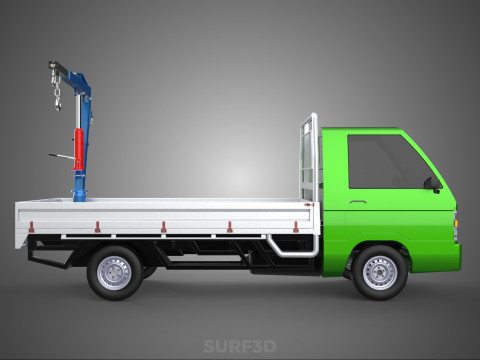 COMPACT SMALL MINI PICKUP TRUCK WINCH HOIST HYDRAULIC CRANE JIB 3D Model