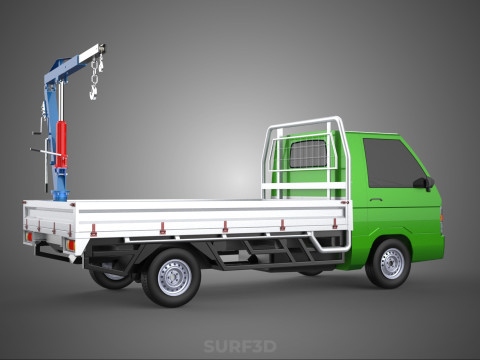 COMPACT SMALL MINI PICKUP TRUCK WINCH HOIST HYDRAULIC CRANE JIB 3D Model