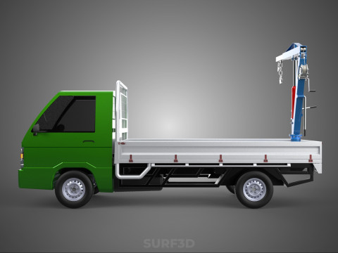 COMPACT SMALL MINI PICKUP TRUCK WINCH HOIST HYDRAULIC CRANE JIB 3D Model