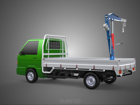 COMPACT SMALL MINI PICKUP TRUCK WINCH HOIST HYDRAULIC CRANE JIB 3D Model
