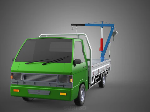 COMPACT SMALL MINI PICKUP TRUCK WINCH HOIST HYDRAULIC CRANE JIB 3D Model