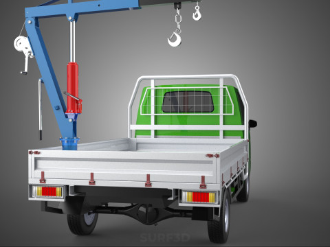 COMPACT SMALL MINI PICKUP TRUCK WINCH HOIST HYDRAULIC CRANE JIB 3D Model