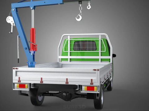 COMPACT SMALL MINI PICKUP TRUCK WINCH HOIST HYDRAULIC CRANE JIB 3D Model