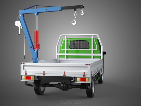 COMPACT SMALL MINI PICKUP TRUCK WINCH HOIST HYDRAULIC CRANE JIB 3D Model