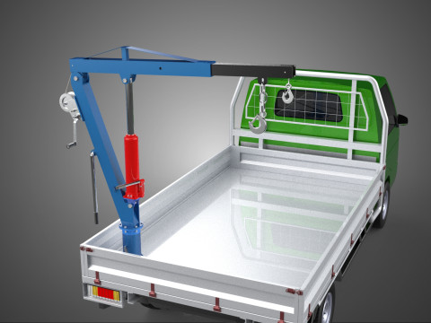 COMPACT SMALL MINI PICKUP TRUCK WINCH HOIST HYDRAULIC CRANE JIB 3D Model