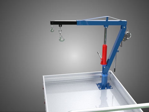 COMPACT SMALL MINI PICKUP TRUCK WINCH HOIST HYDRAULIC CRANE JIB 3D Model