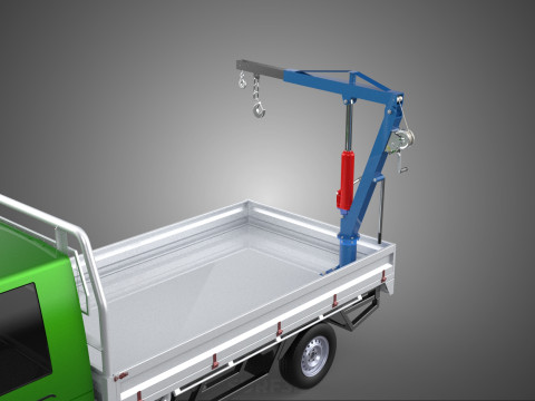 COMPACT SMALL MINI PICKUP TRUCK WINCH HOIST HYDRAULIC CRANE JIB 3D Model